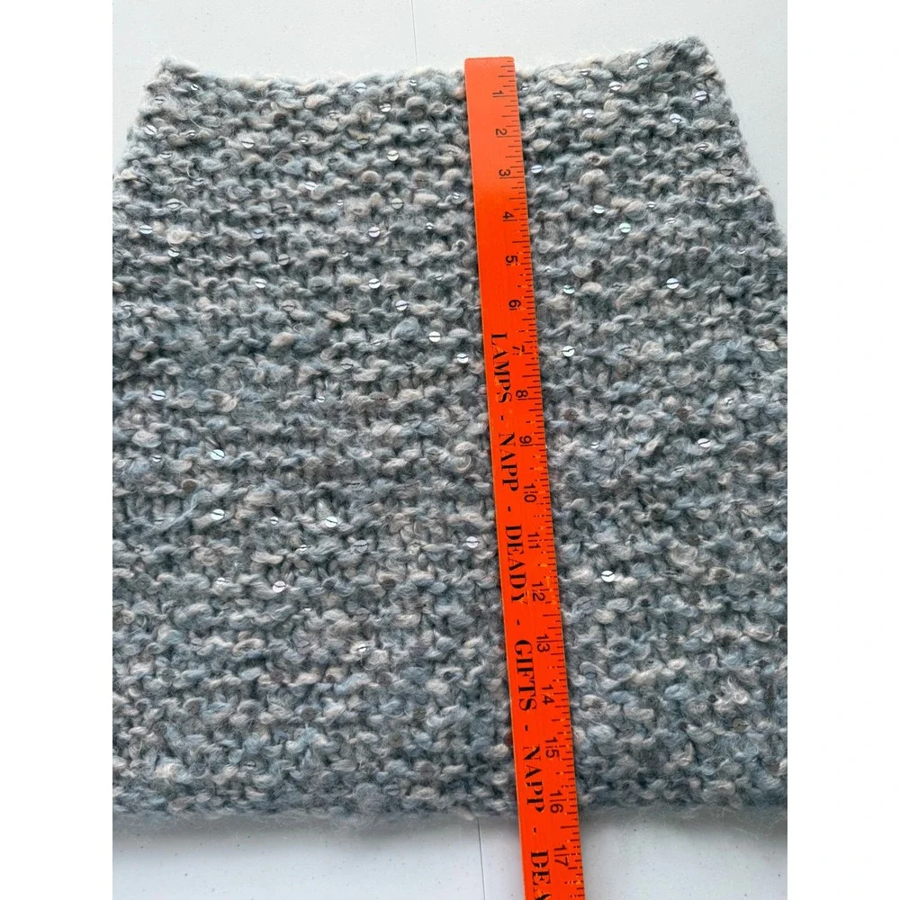 Eileen Fisher Thick Cowl Infinity Scarf Neck Warmer Gray Sequins Italian Yarn